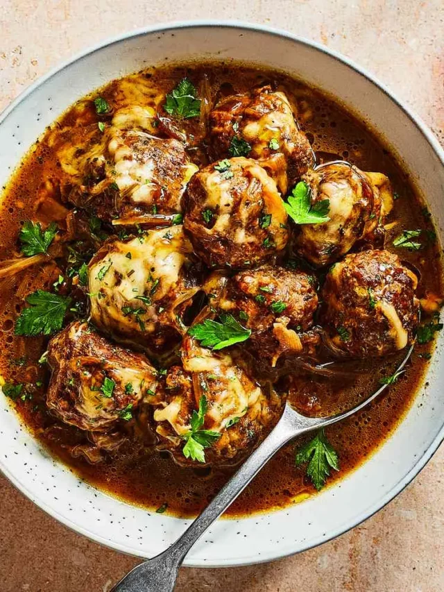Crock Pot French Onion Meatballs