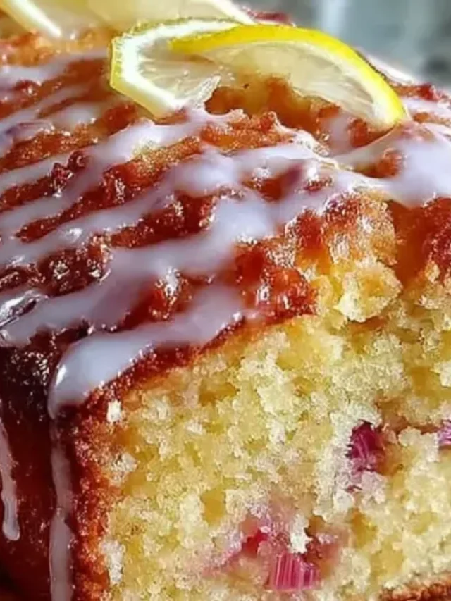 Lemon Rhubarb Loaf with Glaze